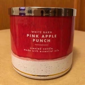 Bath & Body Works White Barn Pink Apple Punch 3 Wick Scented Candle.